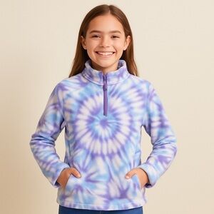 NWT btween Girls’ Tie-Dye Fleece Pullover 8